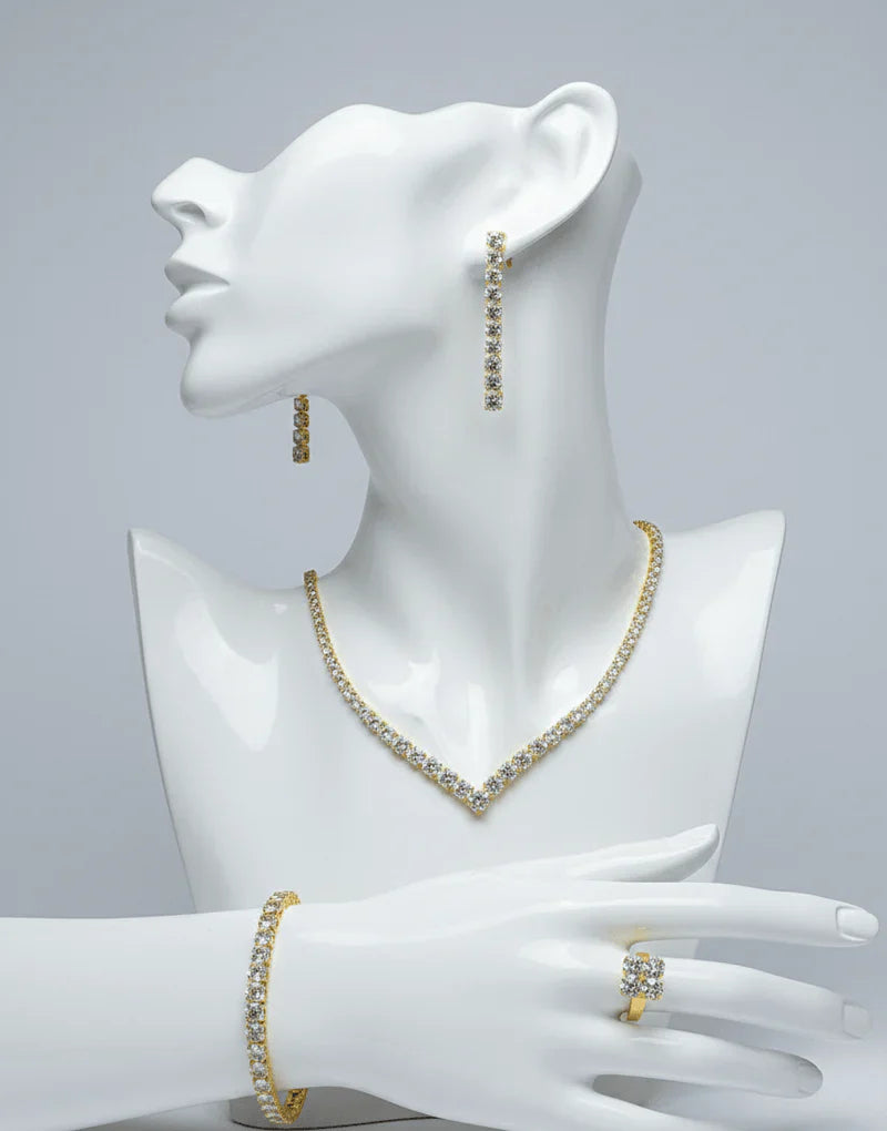 Classic V-Cut Crystal Jewelry Set
